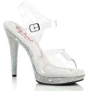 5" Heel, Platform Comfort Width Rhinestone Sandal GLORY-508DM