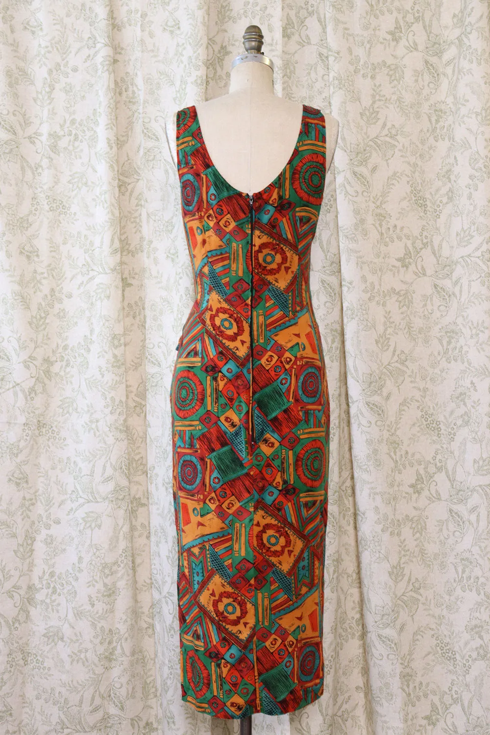 Abstract Printed Swag Wrap Dress M
