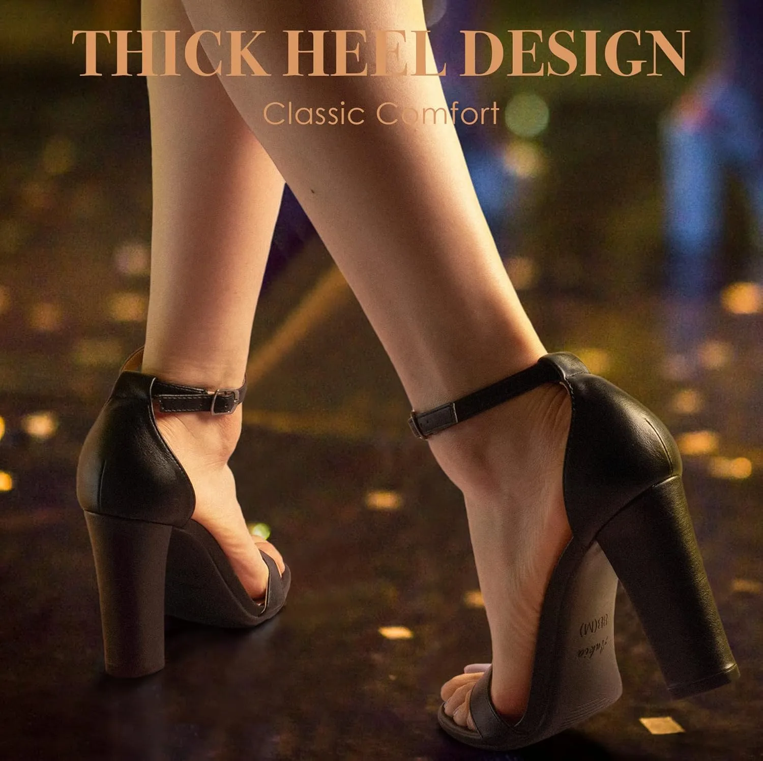 Ankis Nude Black White Heels for Women Open Toe Ankle Strap High Heel Sandals Party Wedding Strappy Buckle Sandals Standard Size 4 Inches Tall High Heel Design