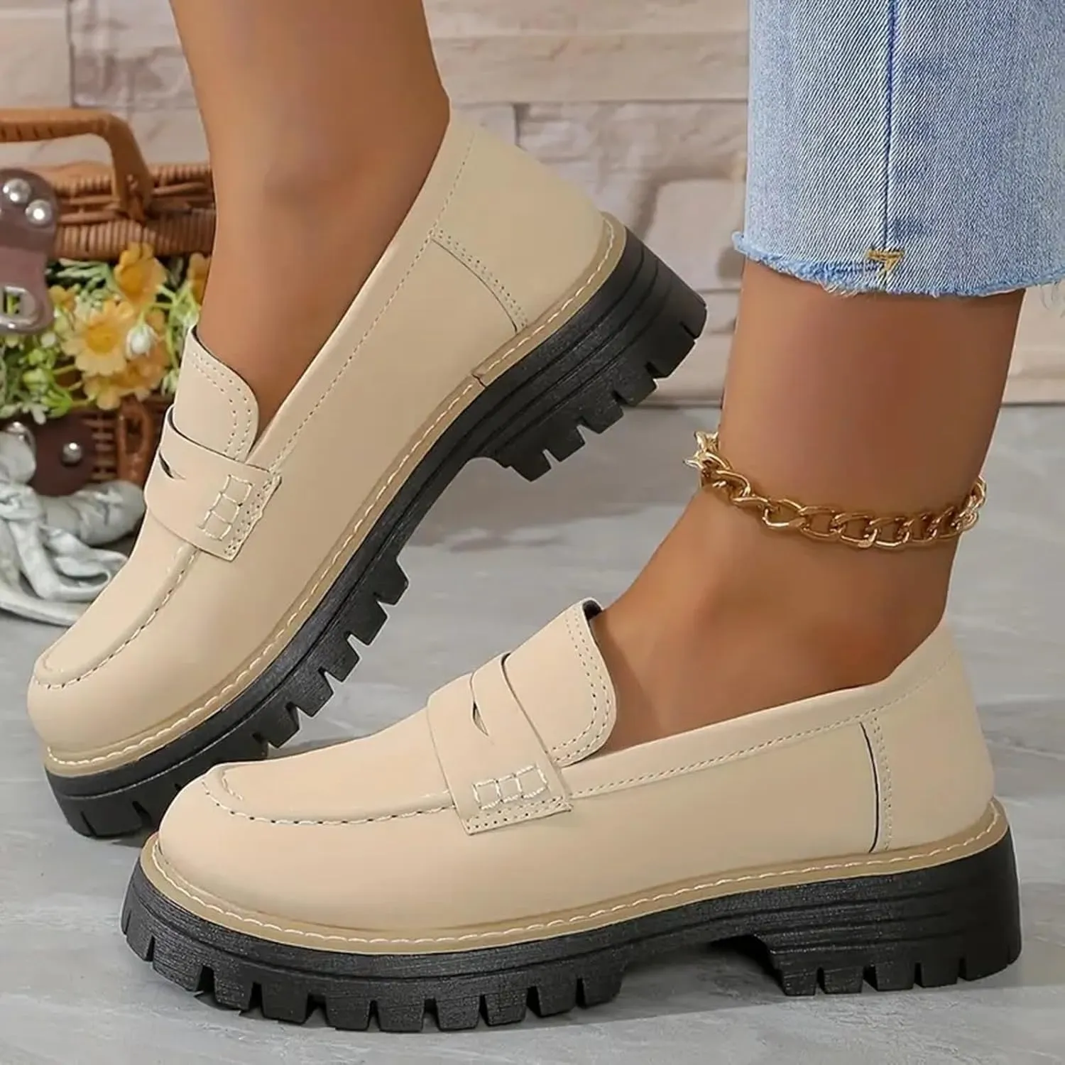 Cathalem Orthoture-Orthopedic Platform Loafers Comfort Orthopedic Shoes Womens Round Toe Walking Shoe Slip on Shoes