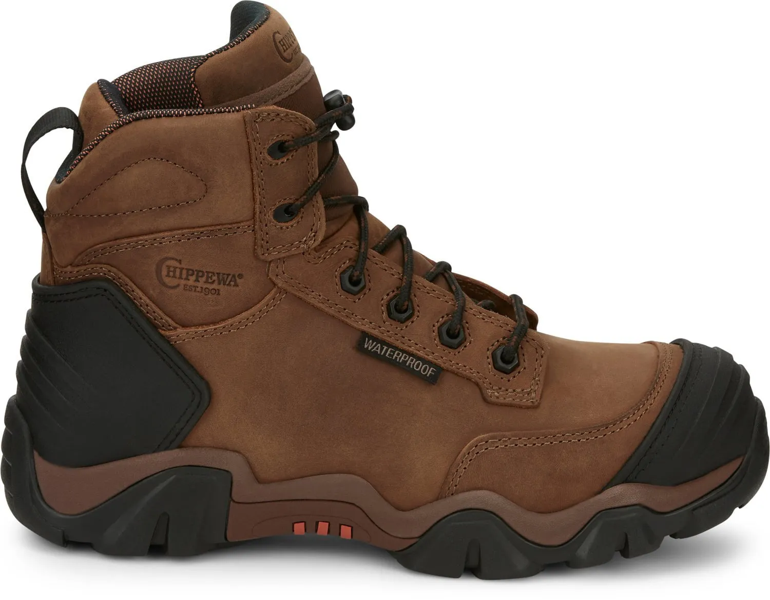 Chippewa Mens Cross Terrain 6in WP CT Hiker Bourbon Brown Leather Work Boots