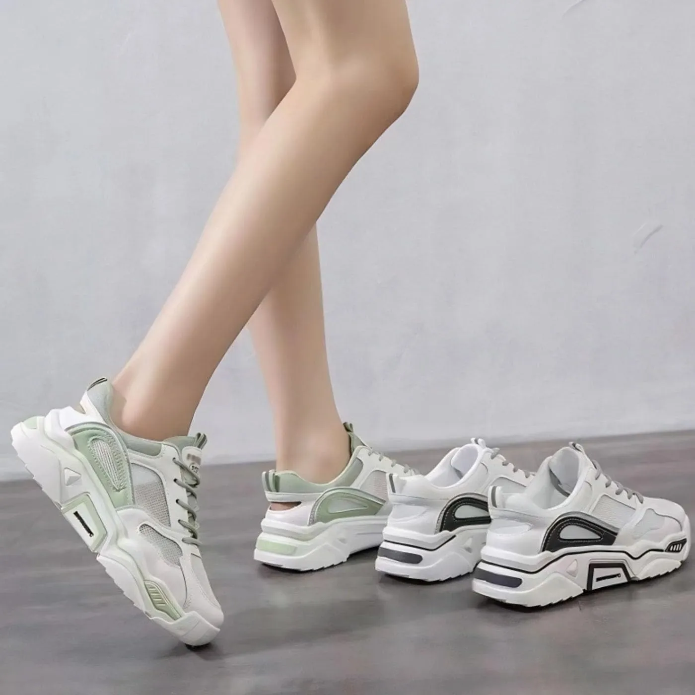 Chunky Sneakers for Women & Girls Summer Breathable Walking Shoes with 1.9-Inch Thick Sole - Comfortable