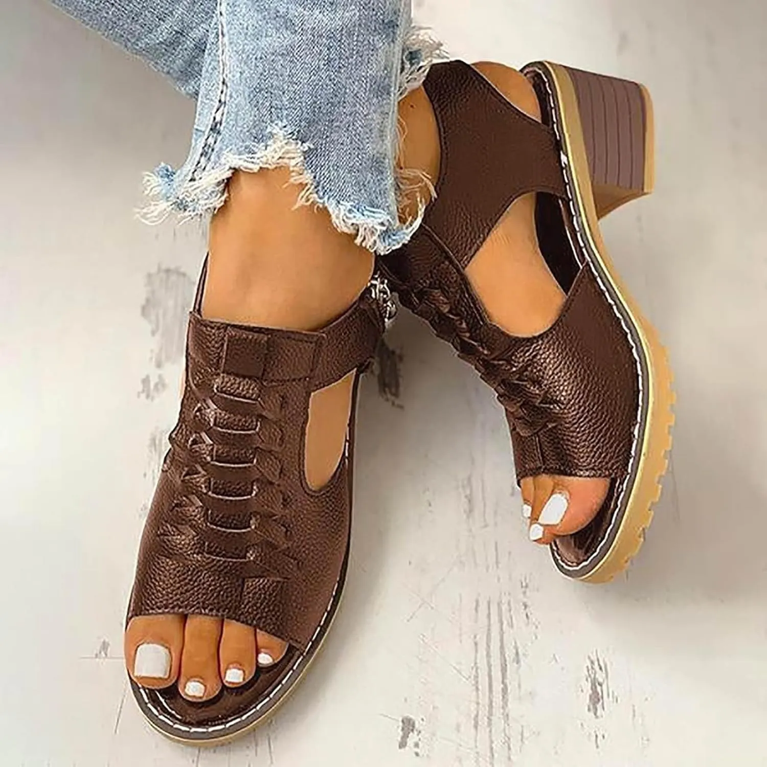 Eduavar Womens Sandals Casual Beach Summer Wedge Dressy Platform Sandals Open Toe Comfortable Arch Support Walking Shoes