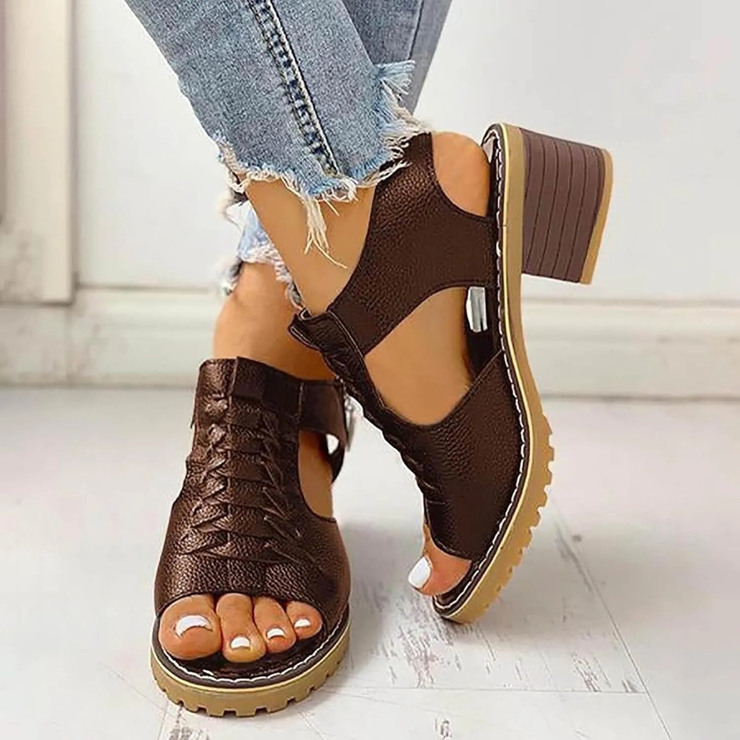Eduavar Womens Sandals Casual Beach Summer Wedge Dressy Platform Sandals Open Toe Comfortable Arch Support Walking Shoes