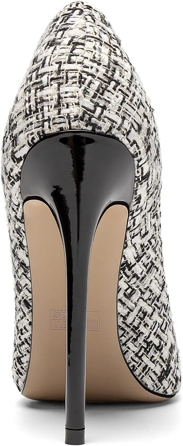 Eldof Women's Stilettos High Heels Slip On Pointed Closed Toe Classic Wedding Party Dressy Pumps 4.7 Inch