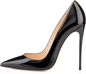 Eldof Women's Stilettos High Heels Slip On Pointed Closed Toe Classic Wedding Party Dressy Pumps 4.7 Inch