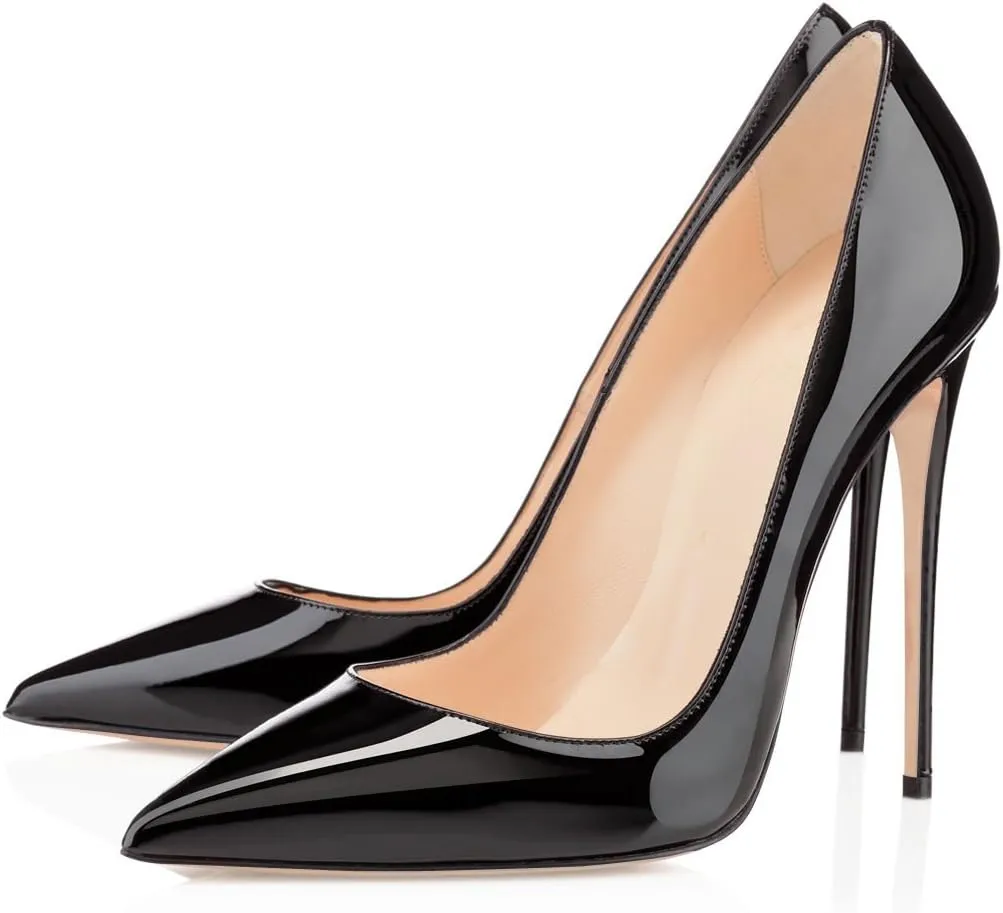 Eldof Women's Stilettos High Heels Slip On Pointed Closed Toe Classic Wedding Party Dressy Pumps 4.7 Inch