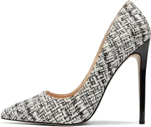 Eldof Women's Stilettos High Heels Slip On Pointed Closed Toe Classic Wedding Party Dressy Pumps 4.7 Inch