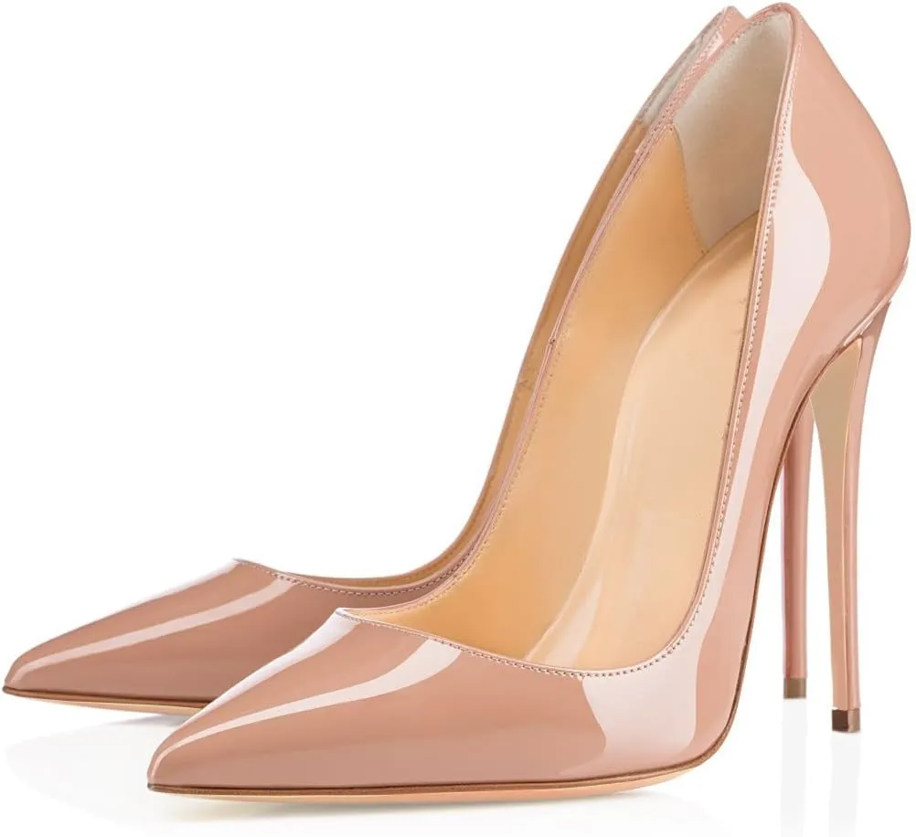 Eldof Women's Stilettos High Heels Slip On Pointed Closed Toe Classic Wedding Party Dressy Pumps 4.7 Inch