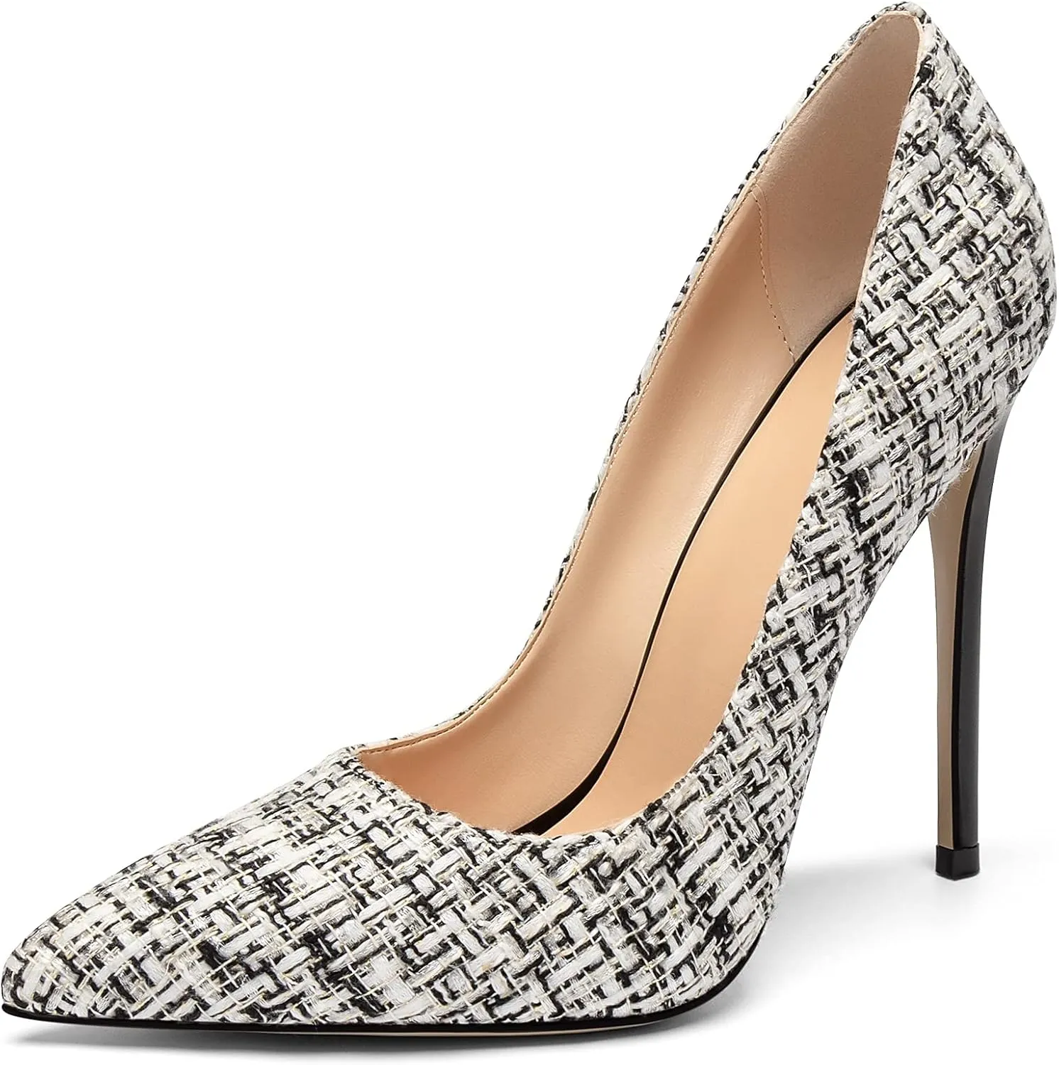Eldof Women's Stilettos High Heels Slip On Pointed Closed Toe Classic Wedding Party Dressy Pumps 4.7 Inch