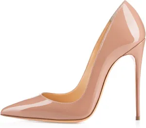 Eldof Women's Stilettos High Heels Slip On Pointed Closed Toe Classic Wedding Party Dressy Pumps 4.7 Inch