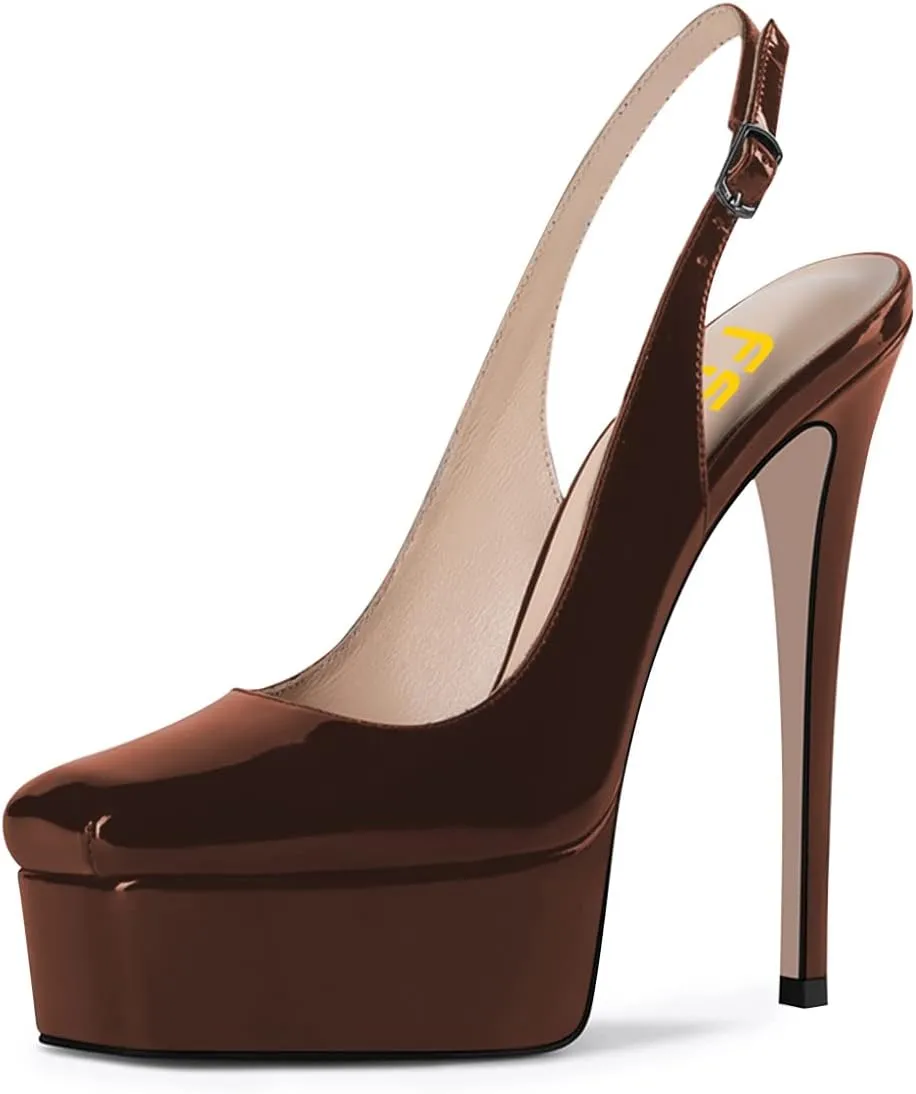 FSJ Women Graceful Closed Toe Stiletto High Heel Platform Sandals Slip On Slingback Dress Shoes Size 4-15 US