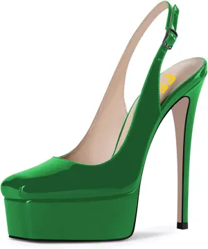 FSJ Women Graceful Closed Toe Stiletto High Heel Platform Sandals Slip On Slingback Dress Shoes Size 4-15 US