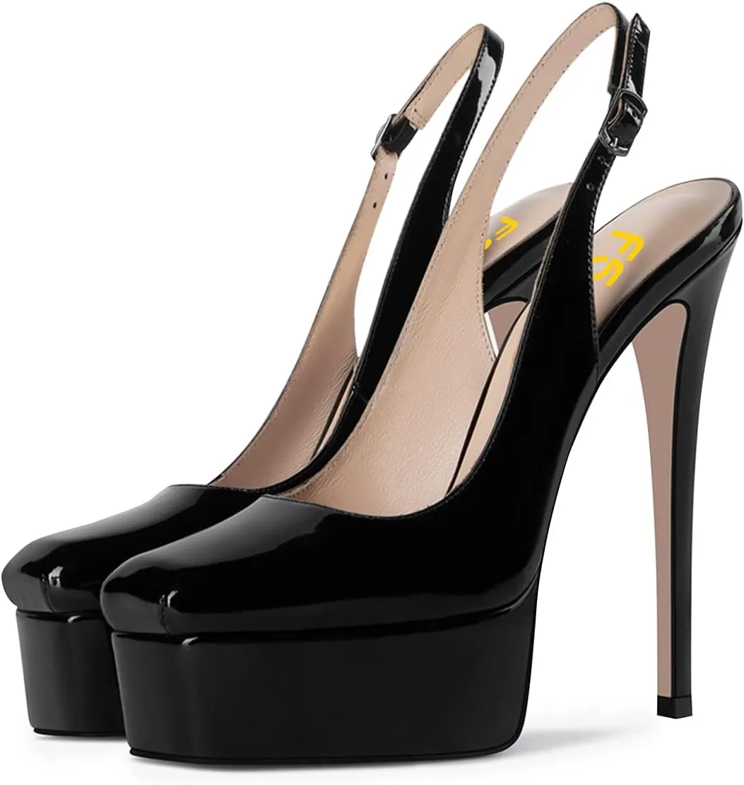 FSJ Women Graceful Closed Toe Stiletto High Heel Platform Sandals Slip On Slingback Dress Shoes Size 4-15 US