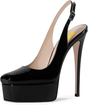 FSJ Women Graceful Closed Toe Stiletto High Heel Platform Sandals Slip On Slingback Dress Shoes Size 4-15 US
