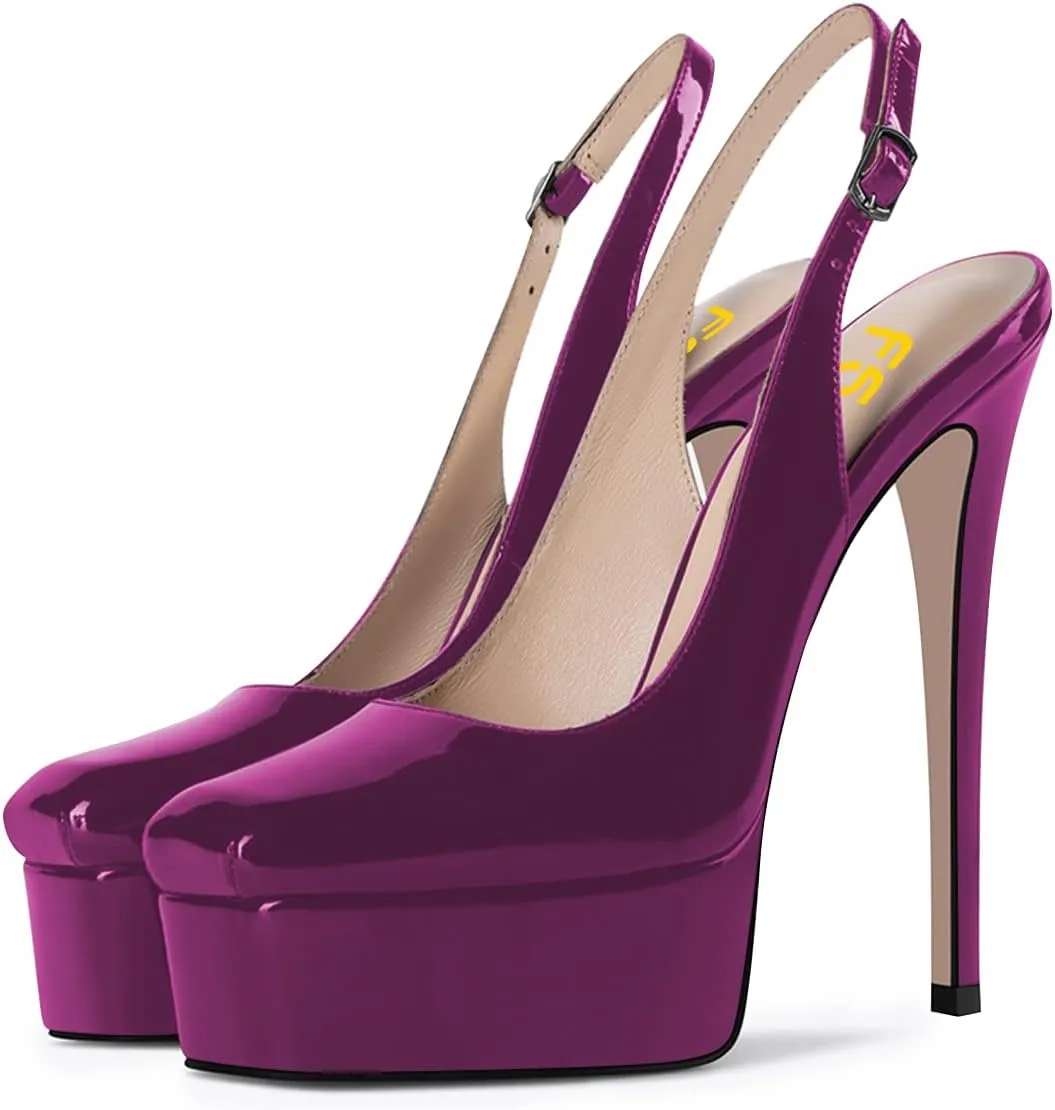 FSJ Women Graceful Closed Toe Stiletto High Heel Platform Sandals Slip On Slingback Dress Shoes Size 4-15 US