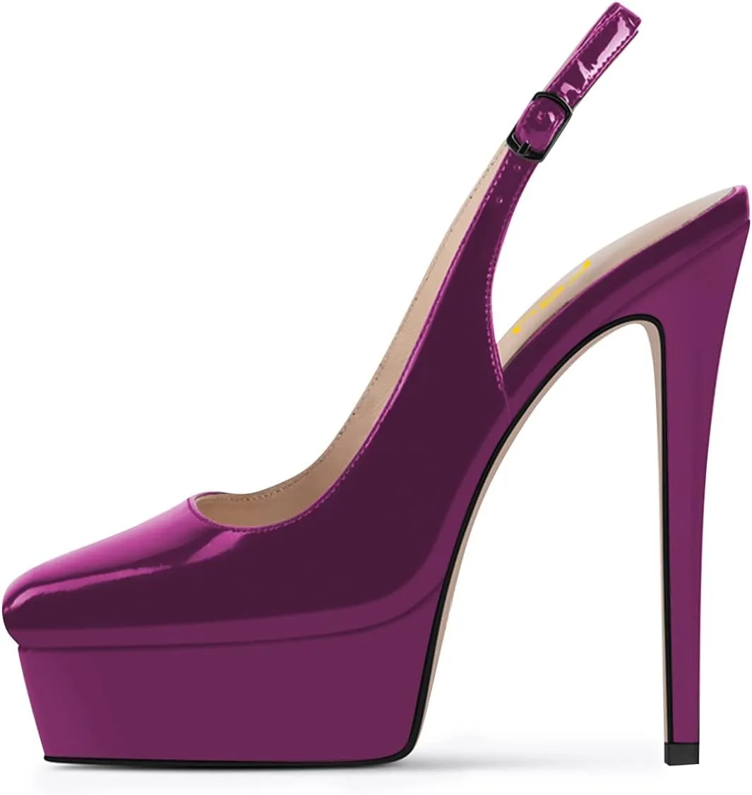 FSJ Women Graceful Closed Toe Stiletto High Heel Platform Sandals Slip On Slingback Dress Shoes Size 4-15 US