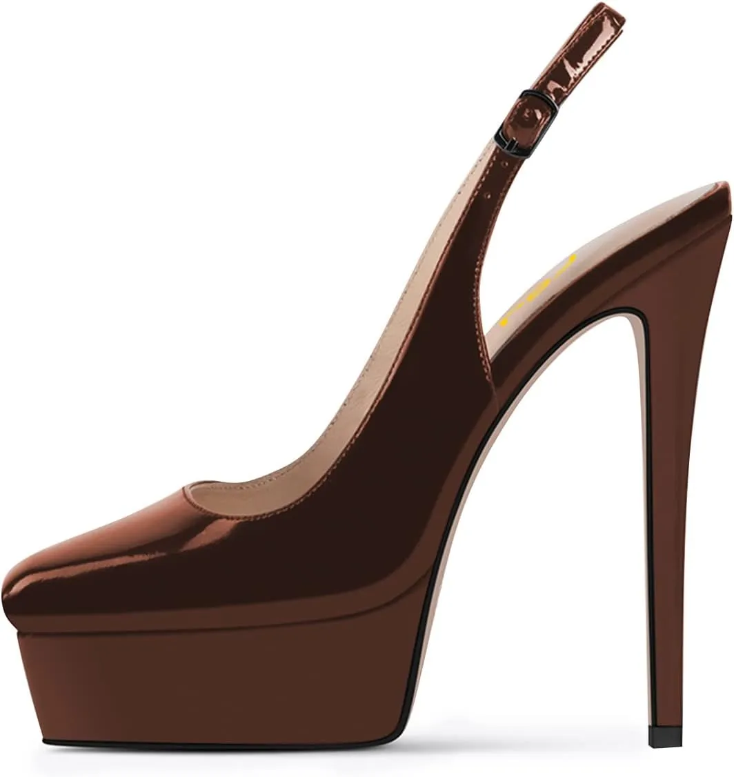 FSJ Women Graceful Closed Toe Stiletto High Heel Platform Sandals Slip On Slingback Dress Shoes Size 4-15 US