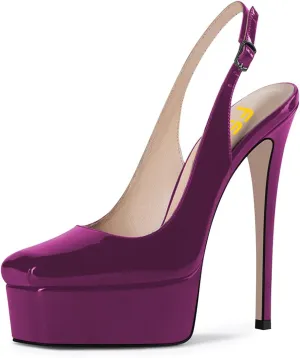 FSJ Women Graceful Closed Toe Stiletto High Heel Platform Sandals Slip On Slingback Dress Shoes Size 4-15 US