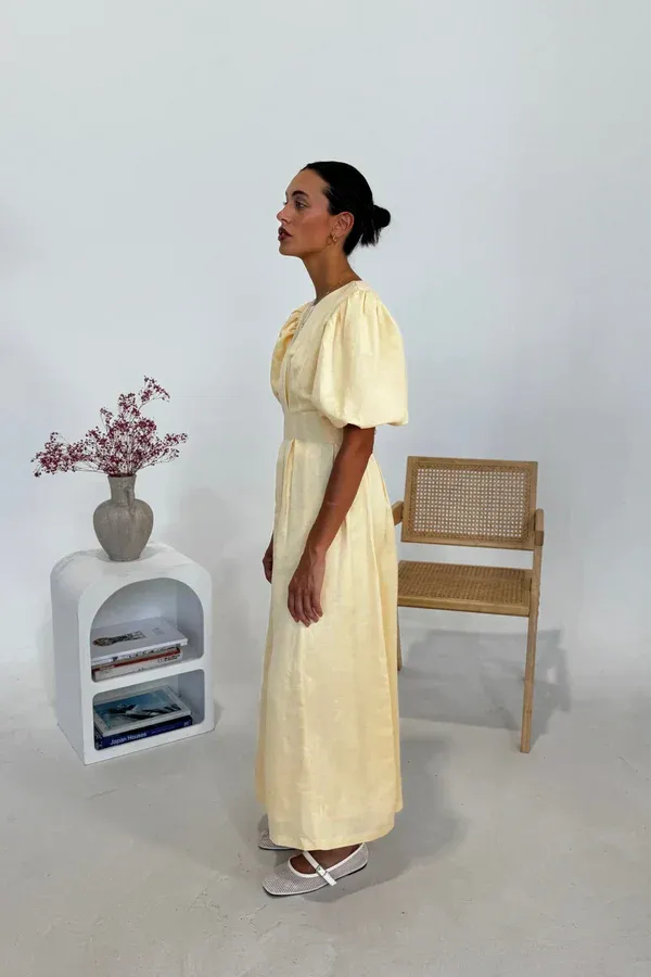 Grecia™ | Vintage Puff-Sleeve Maxi Dress