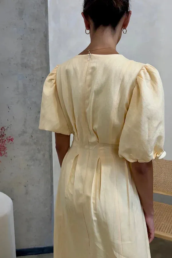 Grecia™ | Vintage Puff-Sleeve Maxi Dress