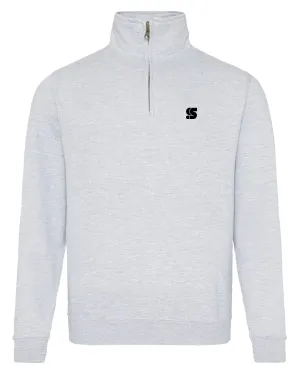 Grey Half Zip Crew / S Logo Black Embroidered Women