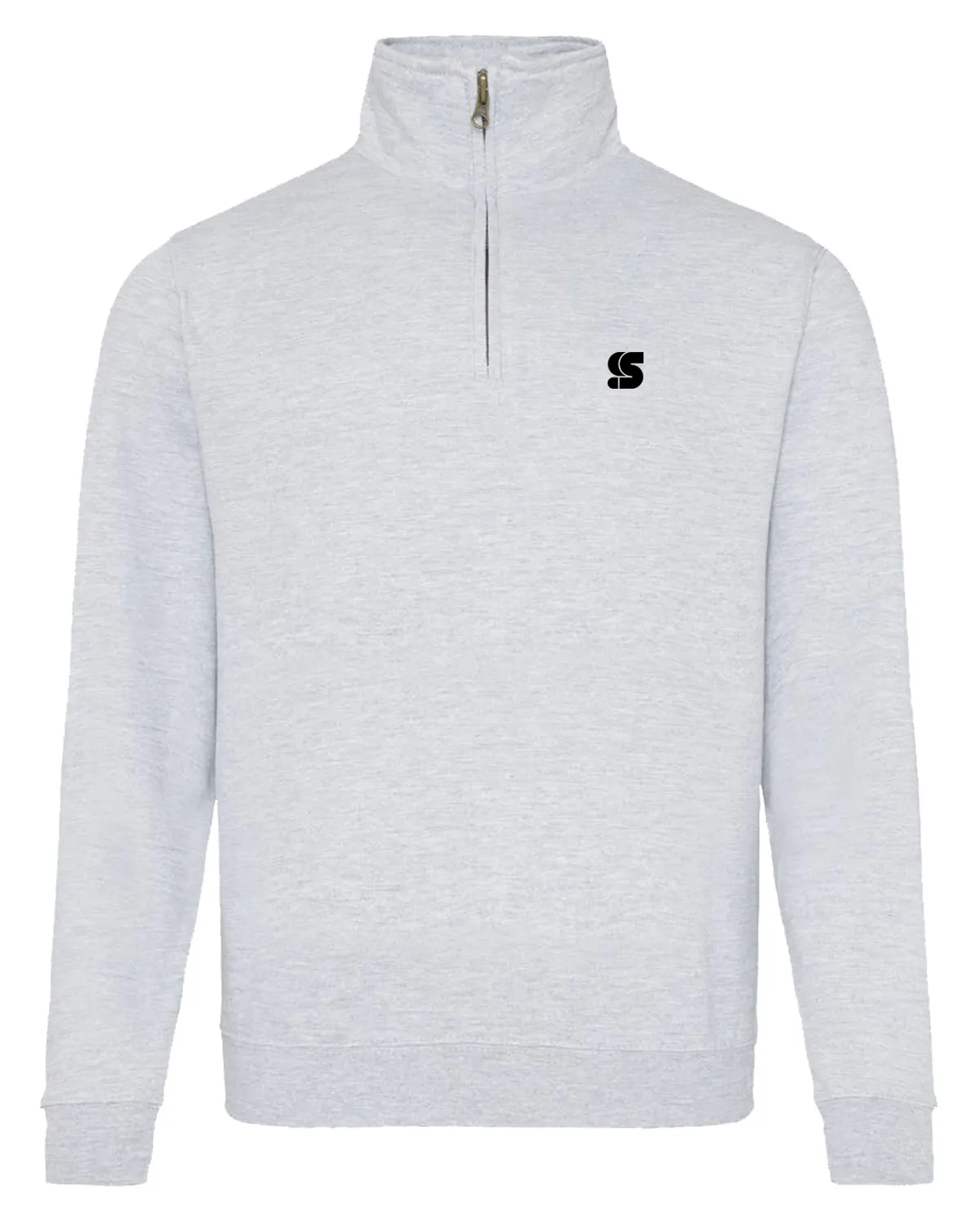 Grey Half Zip Crew / S Logo Black Embroidered Women