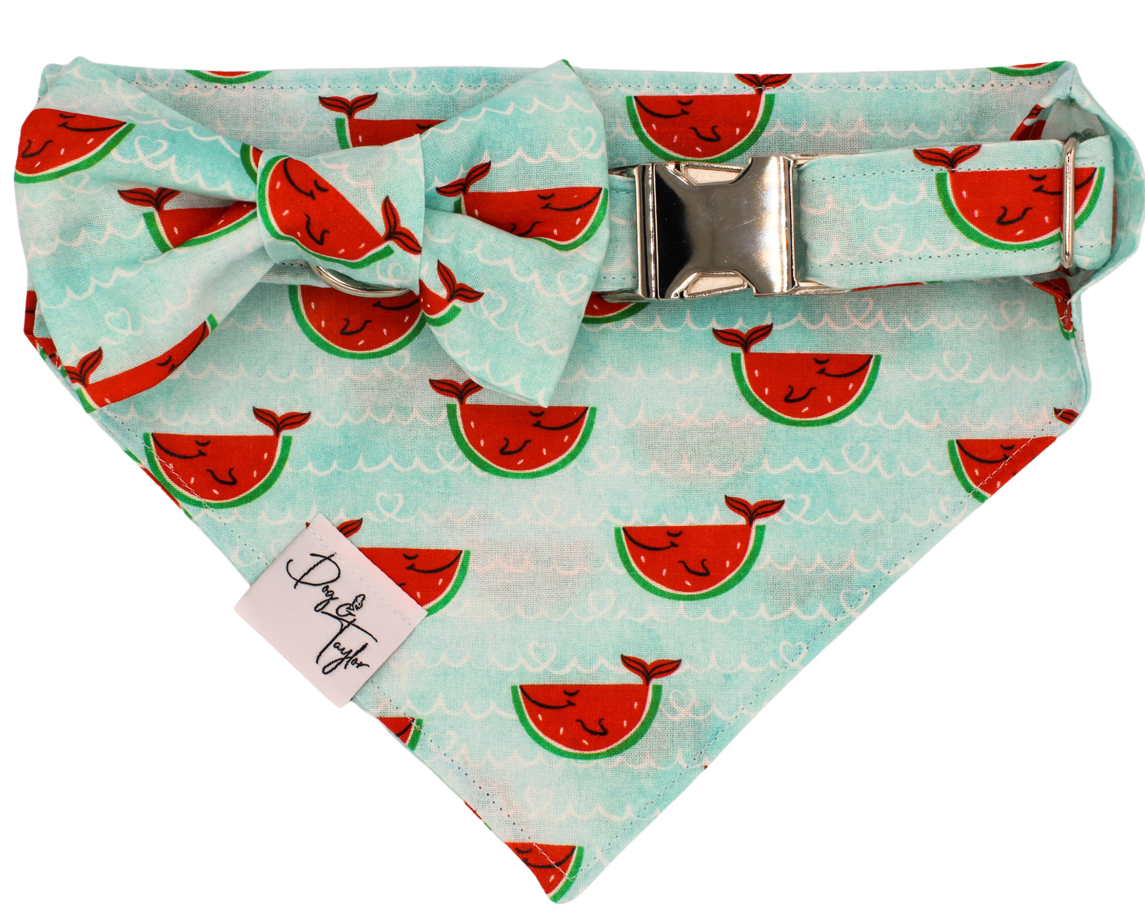 Happy Watermelon Fish Collar   Slip-on Bandana   Bow (Set of 3)