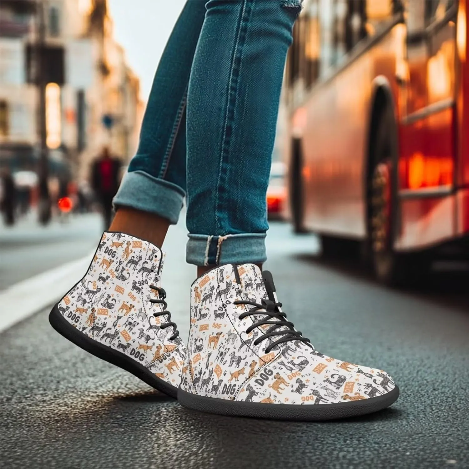 High Top Animal Design Zero-Drop Barefoot Shoes, Wide Toe Shoes for Men - Rubber Sole Running Shoes