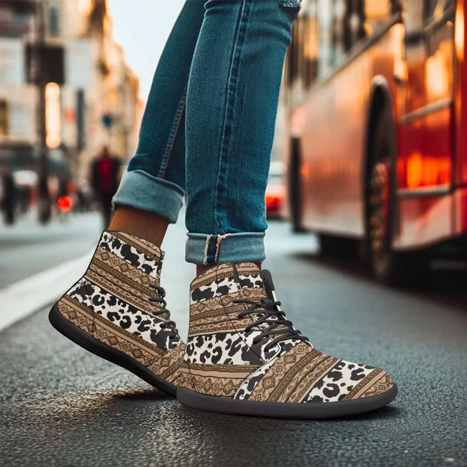 High Top Animal Print Barefoot Running Shoes for Men Grounded Footwear Wide Toe Box Gym Shoes Casual Mens Shoes
