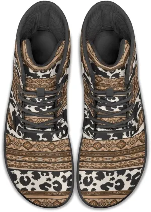High Top Animal Print Barefoot Running Shoes for Men Grounded Footwear Wide Toe Box Gym Shoes Casual Mens Shoes