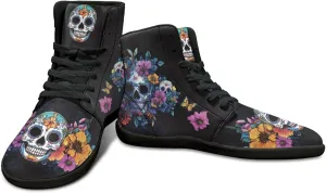 High Top Skull Print Barefoot Shoes for Men - Ultralight Sneakers with Rubber Sole for Travel and Running