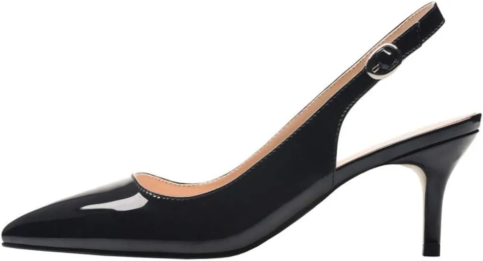 JOY IN LOVE Kitten Heels for Women Slingback Pumps Sandals Pointy Toe Pumps