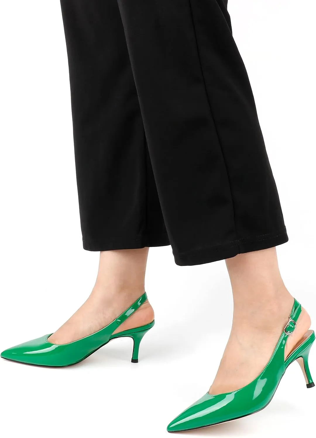 JOY IN LOVE Kitten Heels for Women Slingback Pumps Sandals Pointy Toe Pumps