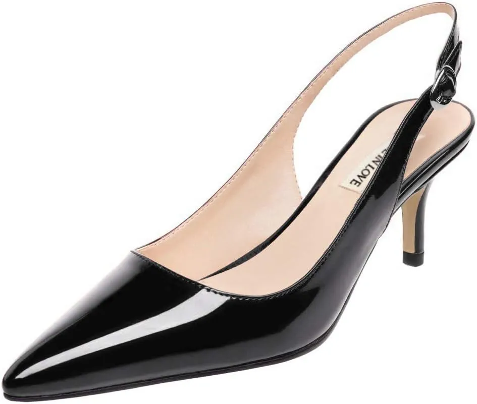 JOY IN LOVE Kitten Heels for Women Slingback Pumps Sandals Pointy Toe Pumps