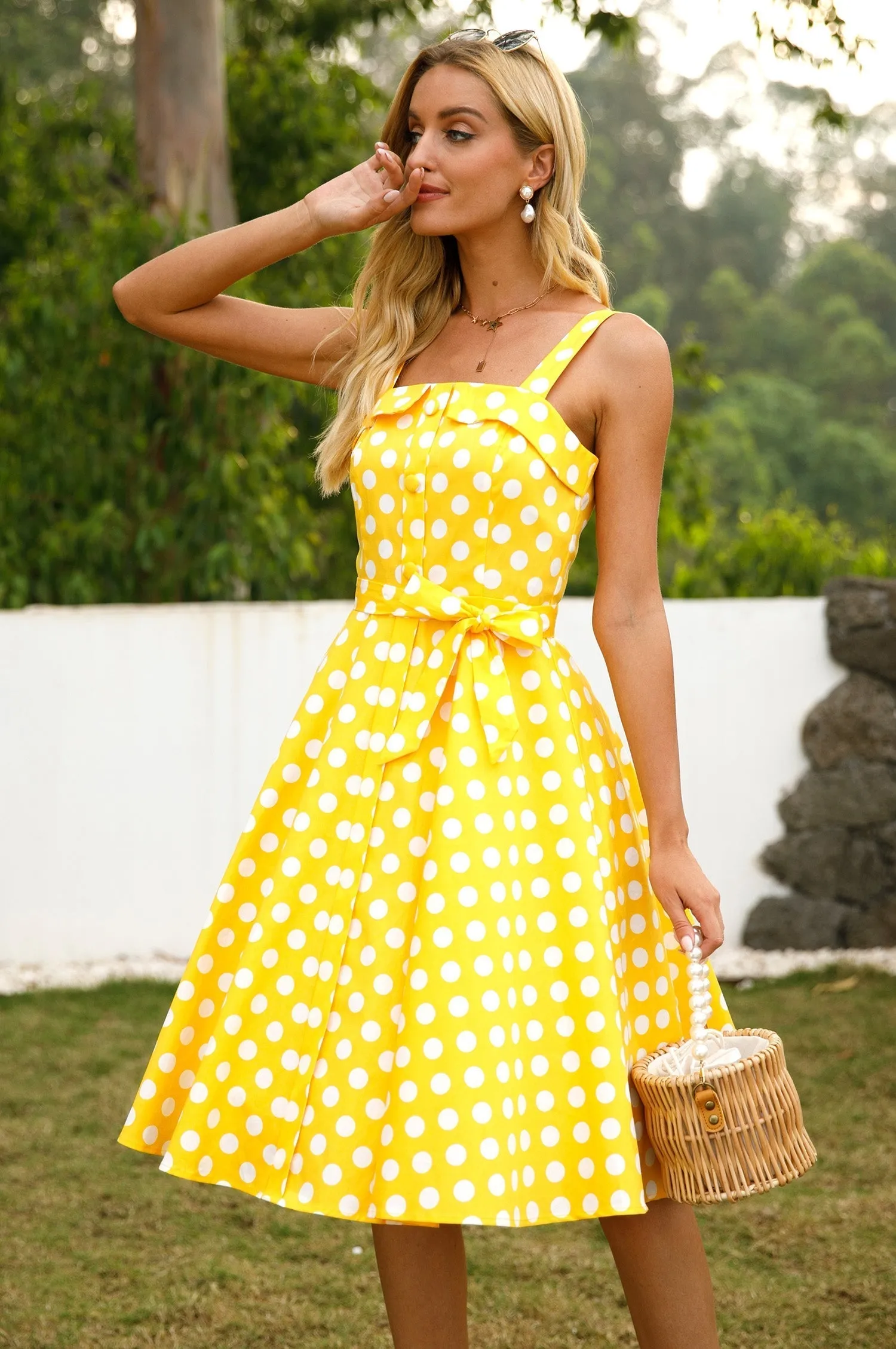 KittenAlarm - Womens 1950s Retro Rockabilly Princess Cosplay Dress polka dot apron  50's 60's Party Costume Gown(S-2XL)