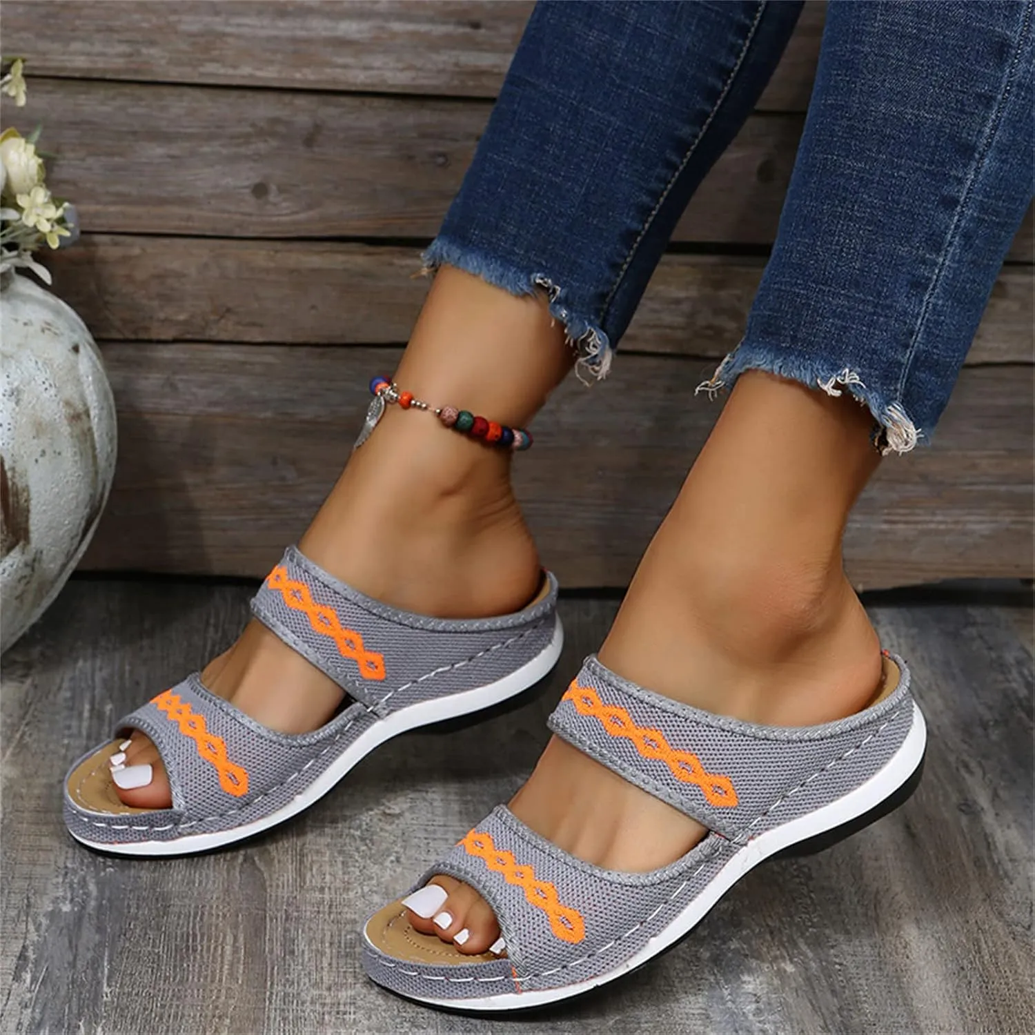 Ladmiple Dress Sandals For Women Orthotic Dressy Summer Flips Flops Orthopedic Slides Arch Support Plantar Fasciitis