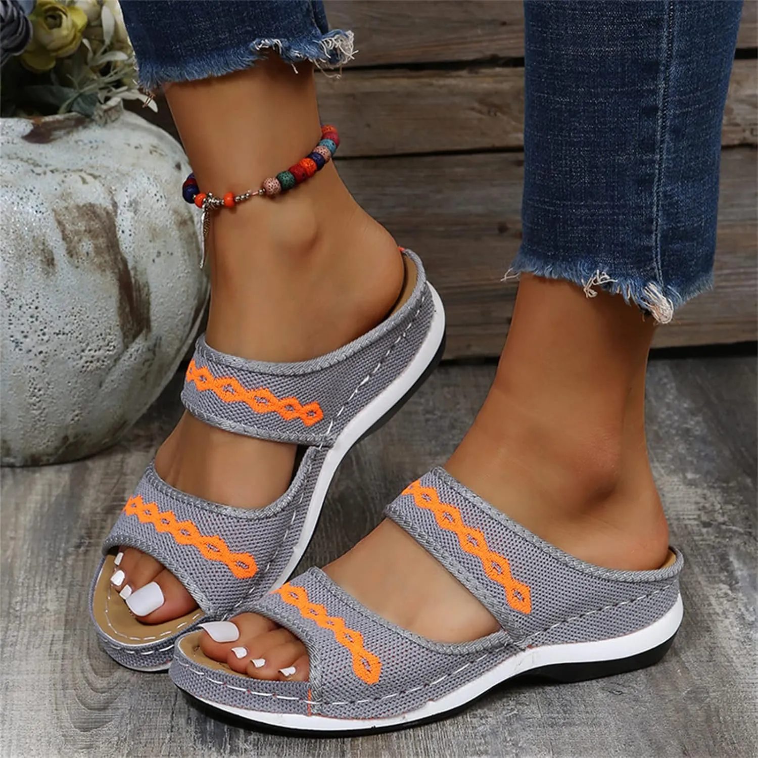 Ladmiple Dress Sandals For Women Orthotic Dressy Summer Flips Flops Orthopedic Slides Arch Support Plantar Fasciitis