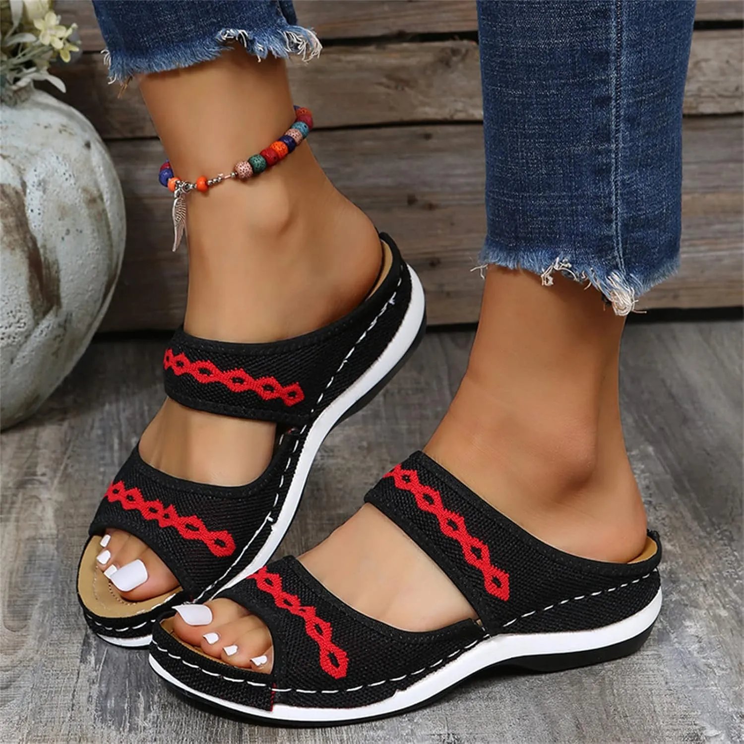 Ladmiple Dress Sandals For Women Orthotic Dressy Summer Flips Flops Orthopedic Slides Arch Support Plantar Fasciitis