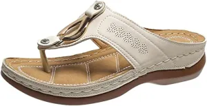 Ladmiple Sandals for Women Casual Summer Orthopedic Sandal with Arch Support Beach Travel Roman Open Toe Flip Flop Shoes