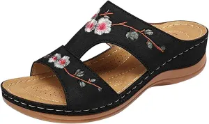 Ladmiple Sandals Women 2023 Fashion Floral Orthopedic Flip Flops with Arch Support Slippers Roman Casual Open Toe Sandal