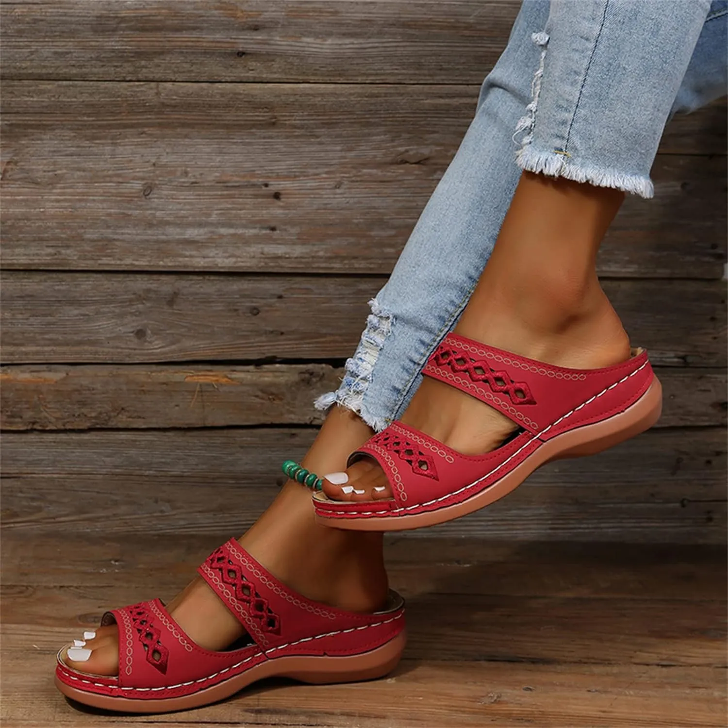 Ladmiple Sandals Women Beach Cute Orthotic Slides Comfortable Dressy Summer Walking Orthopedic Flip Flops with Arch Support