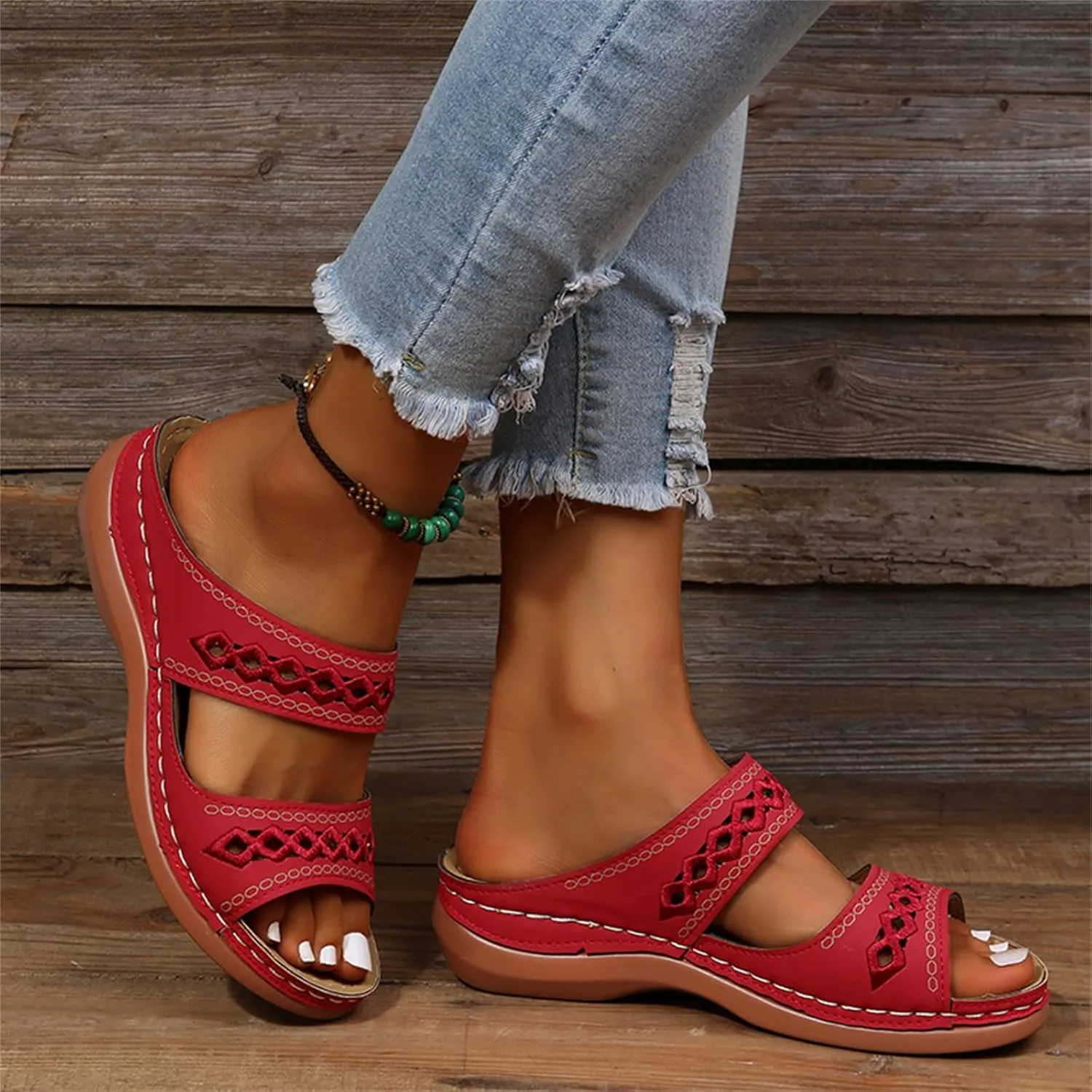 Ladmiple Sandals Women Beach Cute Orthotic Slides Comfortable Dressy Summer Walking Orthopedic Flip Flops with Arch Support
