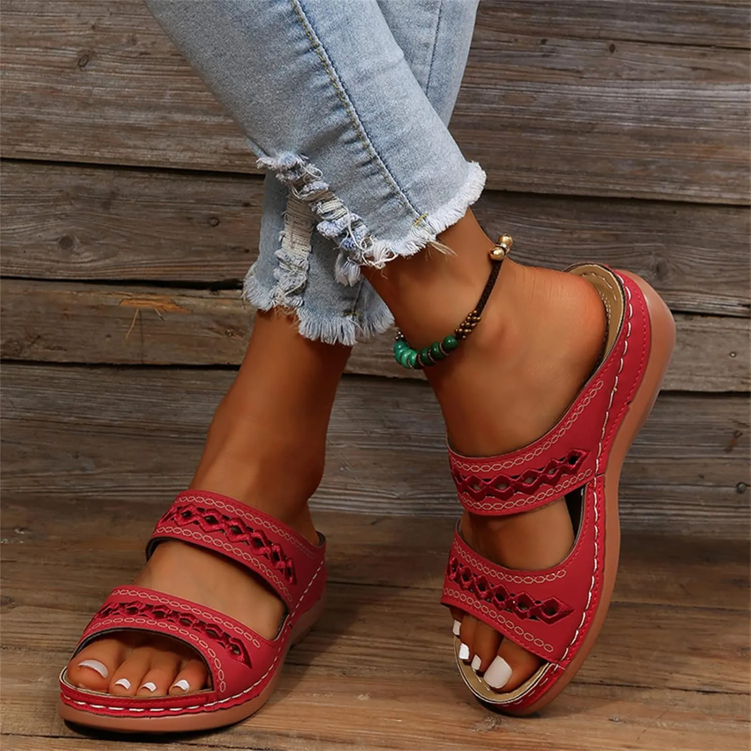 Ladmiple Sandals Women Beach Cute Orthotic Slides Comfortable Dressy Summer Walking Orthopedic Flip Flops with Arch Support