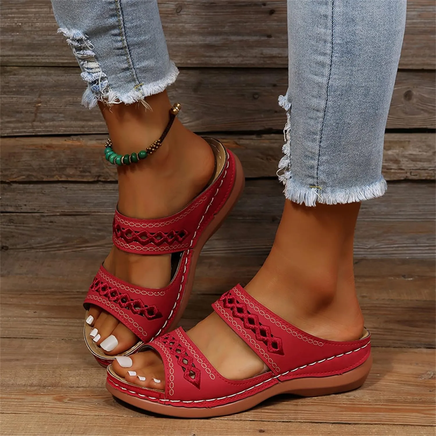 Ladmiple Sandals Women Beach Cute Orthotic Slides Comfortable Dressy Summer Walking Orthopedic Flip Flops with Arch Support