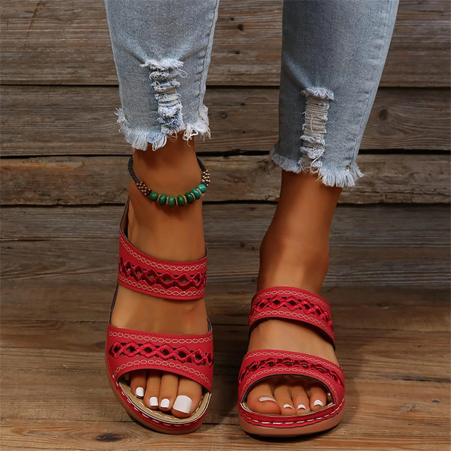 Ladmiple Sandals Women Beach Cute Orthotic Slides Comfortable Dressy Summer Walking Orthopedic Flip Flops with Arch Support