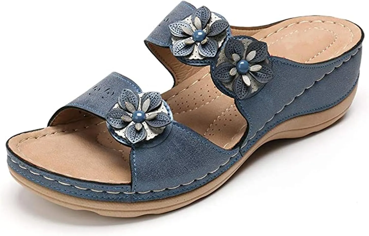 Ladmiple Sandals Women Dressy Summer Flat Flip Flops Orthopedic Comfortable Arch Support Orthotic Slides Cute Walking Shoes