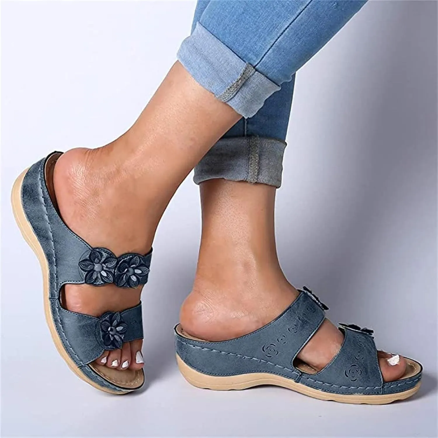 Ladmiple Sandals Women Dressy Summer Flat Flip Flops Orthopedic Comfortable Arch Support Orthotic Slides Cute Walking Shoes