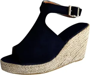 Ladmiple Wedge Sandals for Women Dressy Casual Summer Ankle Strap Open Toe High Heel Slip on Espadrilles Platform Sandal