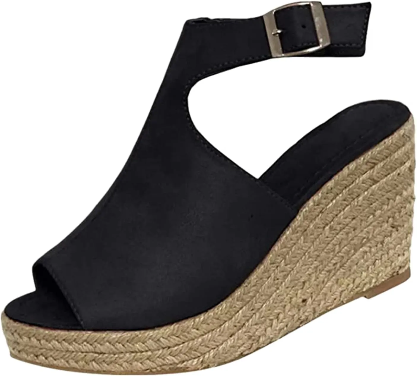 Ladmiple Wedge Sandals for Women Dressy Casual Summer Ankle Strap Open Toe High Heel Slip on Espadrilles Platform Sandal